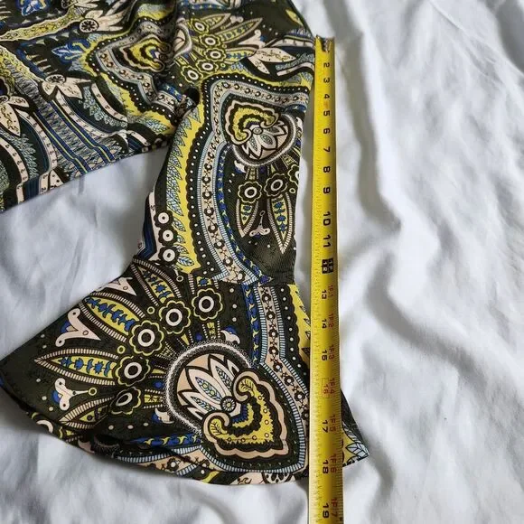 Retro Belle Sleeve Dress NY & Company Size XL Stretch Green Gogo Costume Hippy - Picture 11 of 14